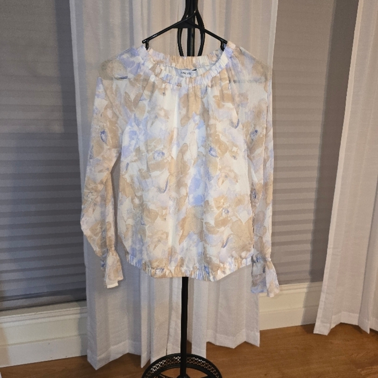 Nine West Floral Long Sleeve Blouse Xs